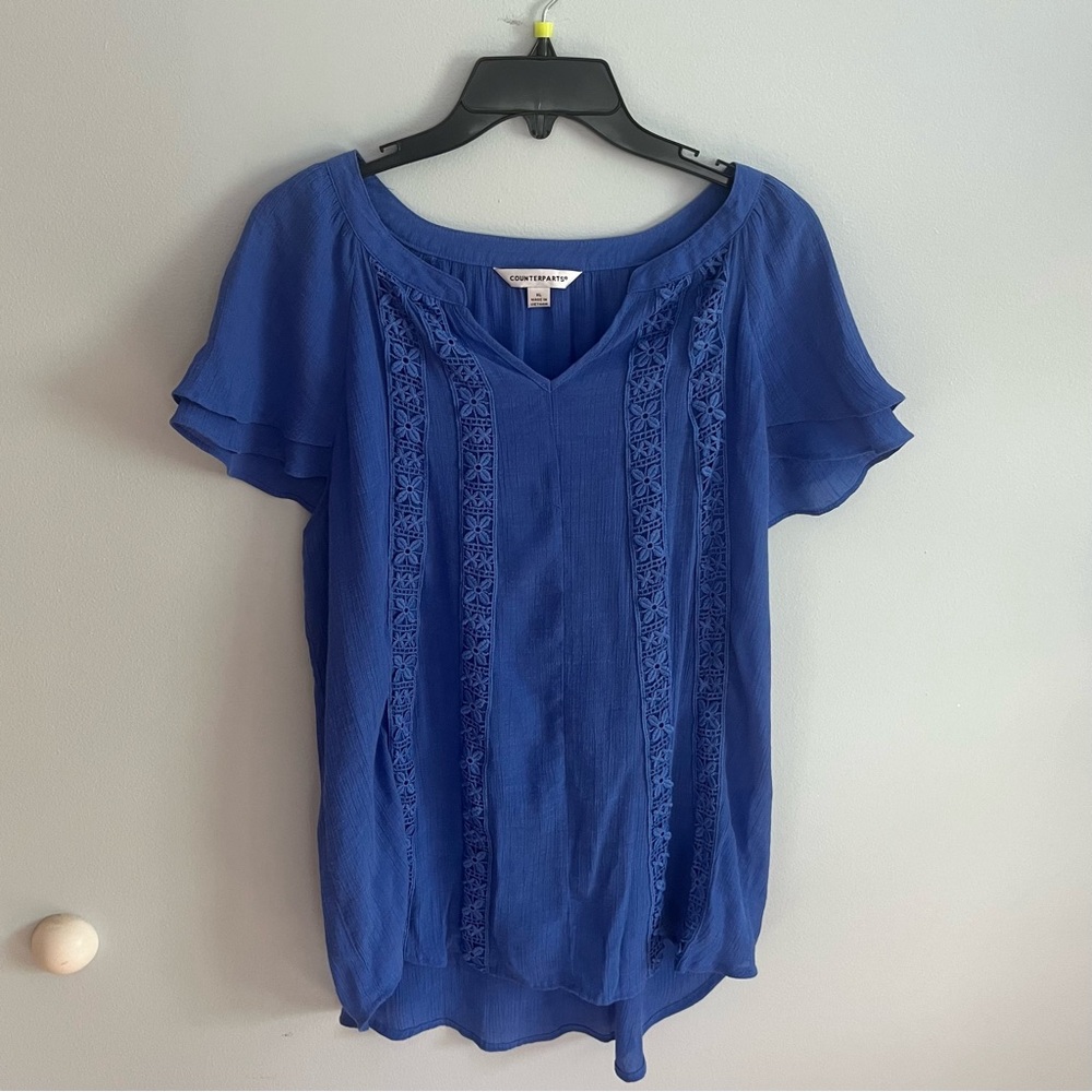 XL Blue Boho Blouse